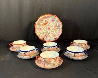 Vintage Japanese Porcelain Geisha Ware Tea Cups, Saucers  Bowl
