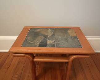 Danish Modern Teak and Slate Side Table