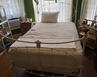 Vintage White Cast Iron Twin Bed Frame