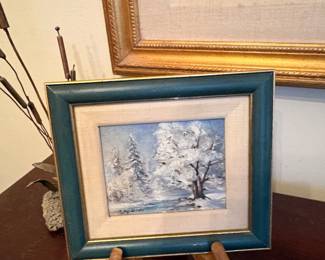 E. Mende Winter Landscape Oil Painting