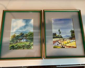 Two watercolor pictures of Costa Rica. Both by different artists.