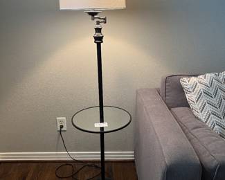Floor lamp with glass table