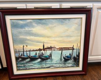 On the waterfront by LUZ. Original oil Painting. She is a San Francisco based artist. 38x33
