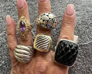 Beautiful rings. David Yurman, John Hardy and Sterling silver