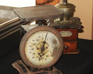 Antique Scale and Coffee Grinder