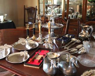 Pewter and Sliver-Plated Serving Pieces