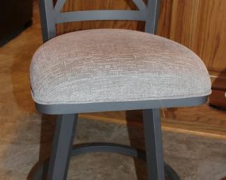 Black Bar Stools w/ Upholstered Fabric Seat