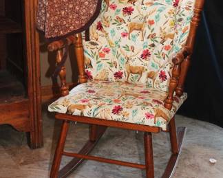 Vintage Wooden Spindle Child's Rocking Chair