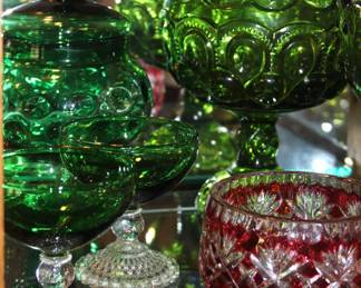 Vintage Emerald Green Glass Pieces