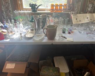 Vintage bell collection, glassware, Charles M Schulz signed cartoon