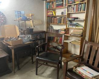 DVDs, pilot memorabilia, vintage sheet music, antique chairs