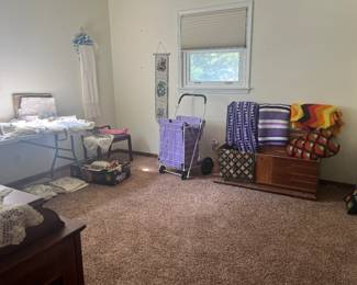 Handmade crocheted quilts, linens