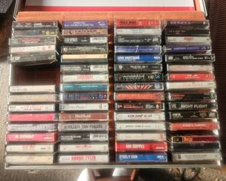 Vintage eighties, cassettes $2.50 each plus the vintage the velvet lined cassette case also for sale