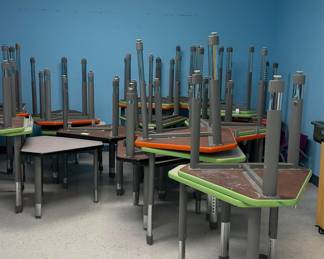 Adjustable Height Trapezoid Activity Tables