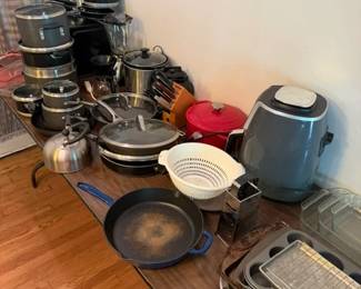 LOTS of kitchen stuff - pots & pans, knives, etc.