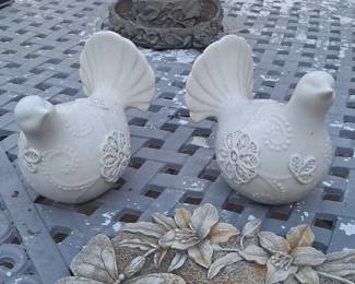 Decorative Ceramic Bird Figurines - Set of 2