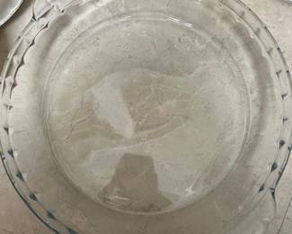 Marinex Glass Pie Dish with Blue Rim Detail