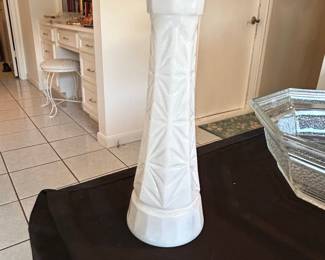 Hoosier Glass Starburst Milk Glass Vase