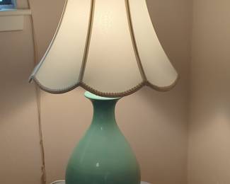Mid-Century Modern Teal Ceramic Gourd Table Lamp