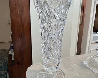 Vintage Cut Crystal Bud Vase with Diamond Pattern