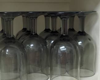 Vintage Duz Crystal Swedish Modern Smoke Gray Water Goblets Set of 12
