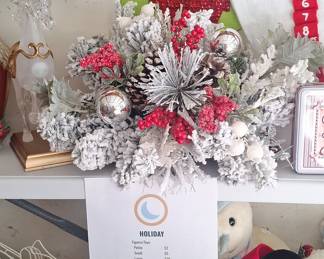 Artificial Flocked Winter Holiday Tabletop Arrangement