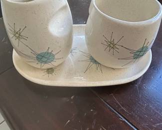 Franciscan Starburst Creamer, Sugar Bowl, and Tray Set