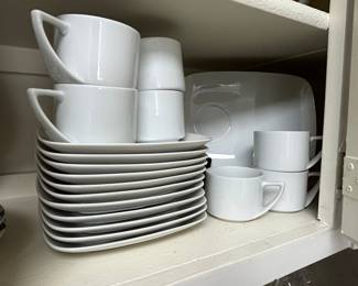 Modernist White Square-Rimmed Dinnerware Set