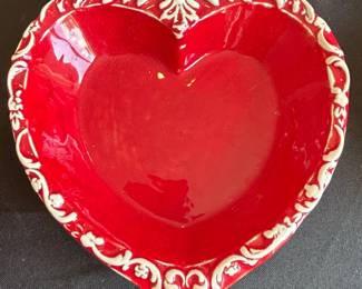 Italian Majolica Style Sacred Heart Trinket Dish