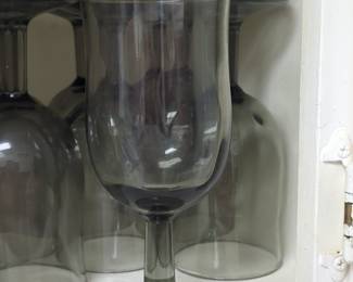 Vintage Duz Crystal Swedish Modern Smoke Gray Water Goblets Set of 12