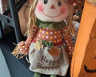 Happy Harvest Scarecrow Shelf Sitter with Dangling Legs