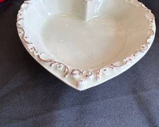 Vintage Italian Porcelain Heart-Shaped Trinket Dish with Floral Accents