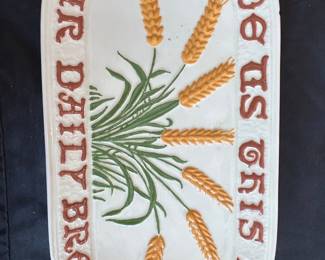 Vintage Holland Mold Ceramic Bread Tray 'Give Us This Day Our Daily Bread'