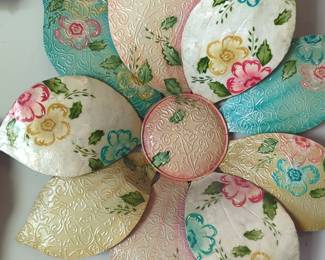Hand-Painted Metal Flower Wall Art