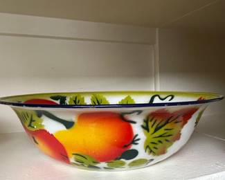 Vintage Fruit Pattern Enamelware Wash Basin
