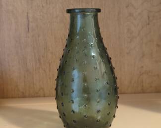 Mid-Century Modern Green Hobnail Bud Vase