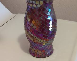 Mosaic Glass Hurricane Candle Holder