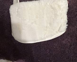 Vintage White Faux Fur Hand Muff