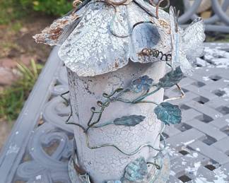 Decorative Metal Garden Lantern with Butterfly and Floral Motif