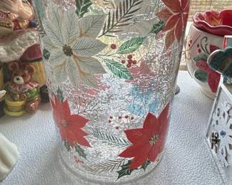 Yankee Candle Poinsettia Crackle Glass Jar Shade