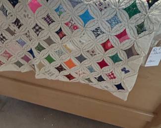 Vintage Handmade Cathedral Window Quilt with Shams