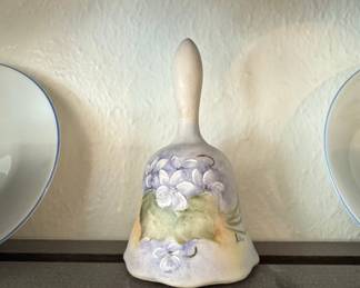 Signed Hand-Painted Porcelain Floral Bell