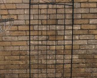 Arched Garden Trellis with Scrollwork and Fan Motif