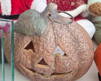 Vintage Ceramic Jack-O'-Lantern Candle Holder