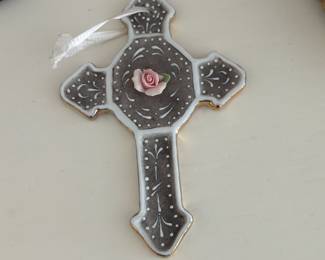 Hand-Painted Porcelain Cross Ornament