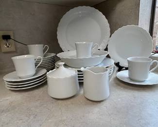 Dansk Blanc Embossed Scalloped Dinnerware Set