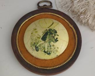Vintage "Peter Bates" Style Wall Plaque with Decoupage Girl Motif
