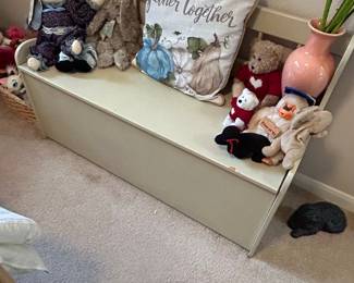 Painted Wooden Toy Storage Bench