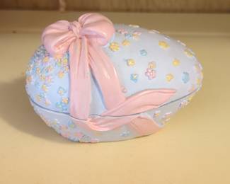Easter Egg Trinket Box with Rabbits