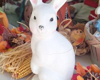 Vintage White Ceramic Easter Bunny Cookie Jar